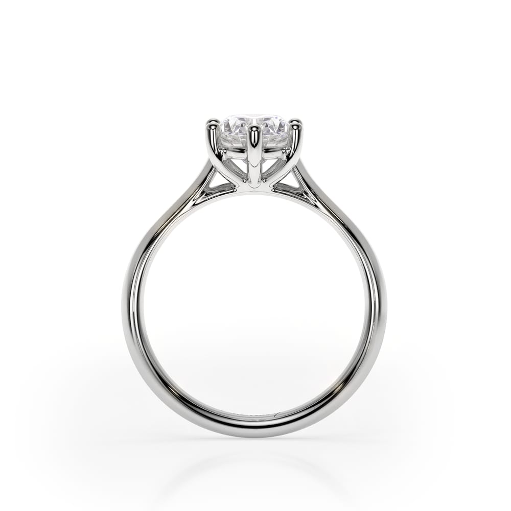 18 KT White Gold Classic Engagement Ring Oval Cut LGD 1.00 CT