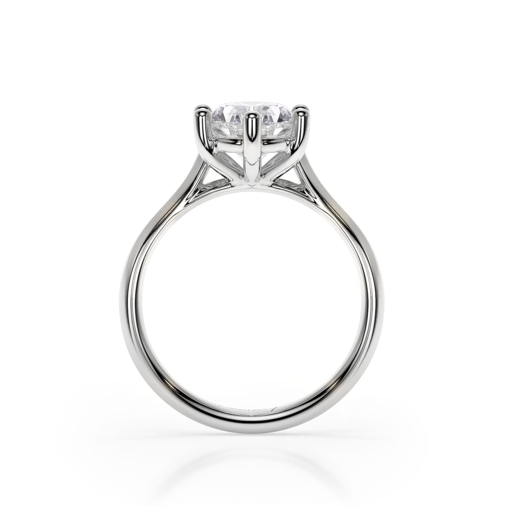 Inel de Logodna Classic Aur Alb 18 KT Oval Cut LGD 2.00 CT