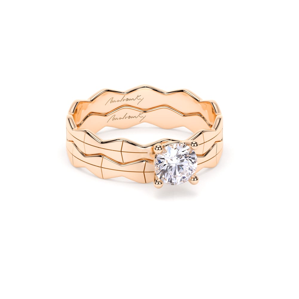 Inel de logodna Infinity Aur Roz 14 KT Round Cut 0.50 CT LGD