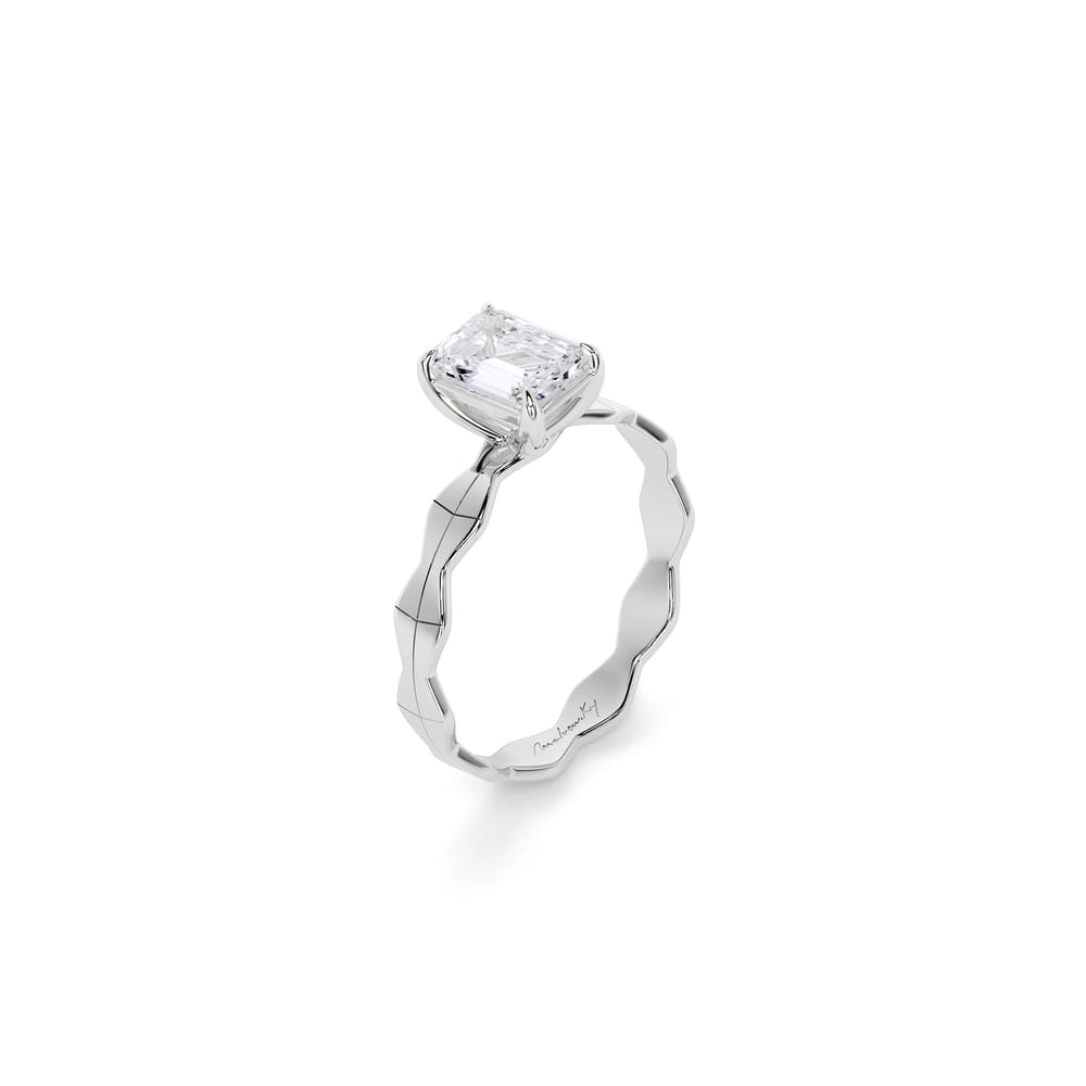 14 KT White Gold Infinity Engagement Ring Emerald Cut 1.00 CT LGD