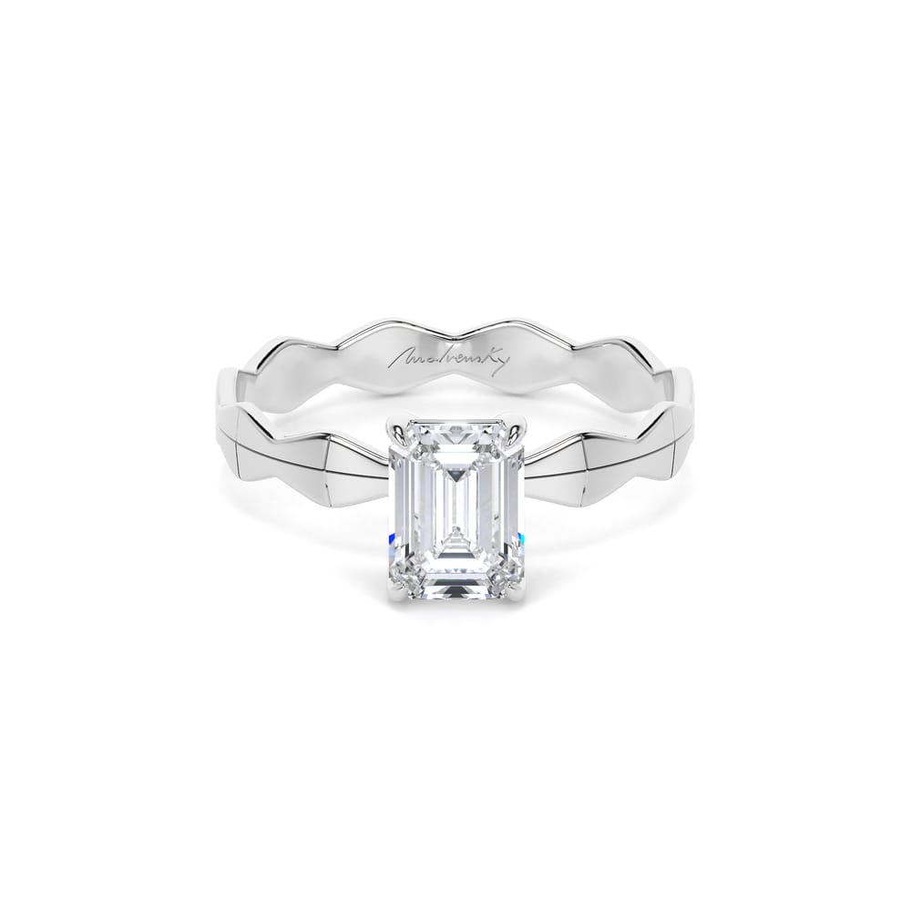 14 KT White Gold Infinity Engagement Ring Emerald Cut 1.00 CT LGD