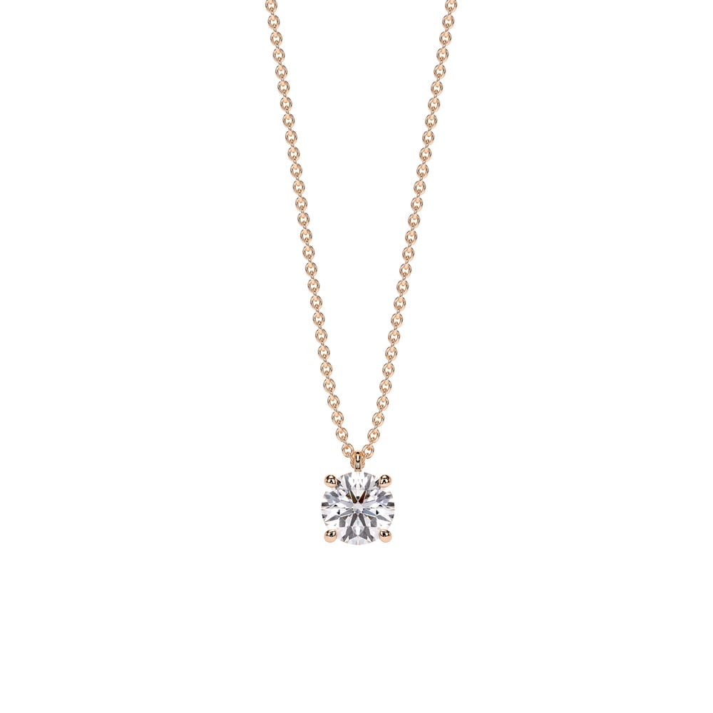 Lantisor Solitaire, cu diamant de laborator 1.00 CT, din aur roz 14 KT