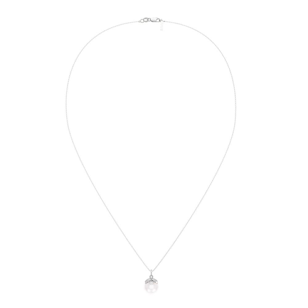 Lantisor cu o perla, din aur alb 14 KT