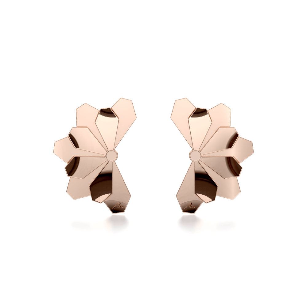 Cercei aur roz floare 14 KT, Grace Flower Five Double S
