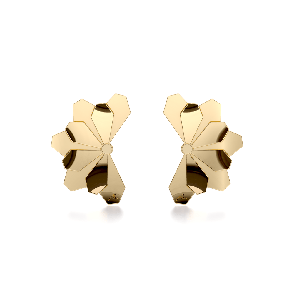 Cercei aur galben floare 14 KT, Grace Flower Five Double S