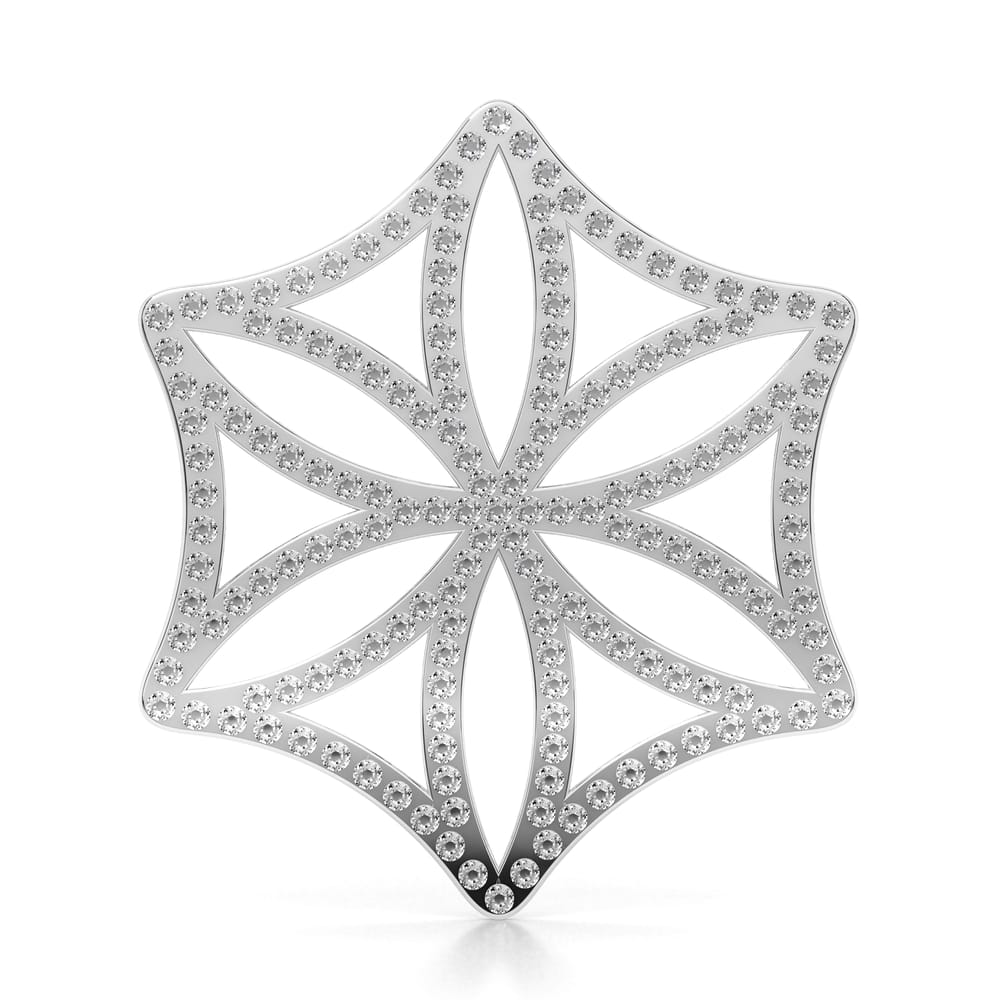 Palladium plated brass and crystals Traditional Rosette brooch