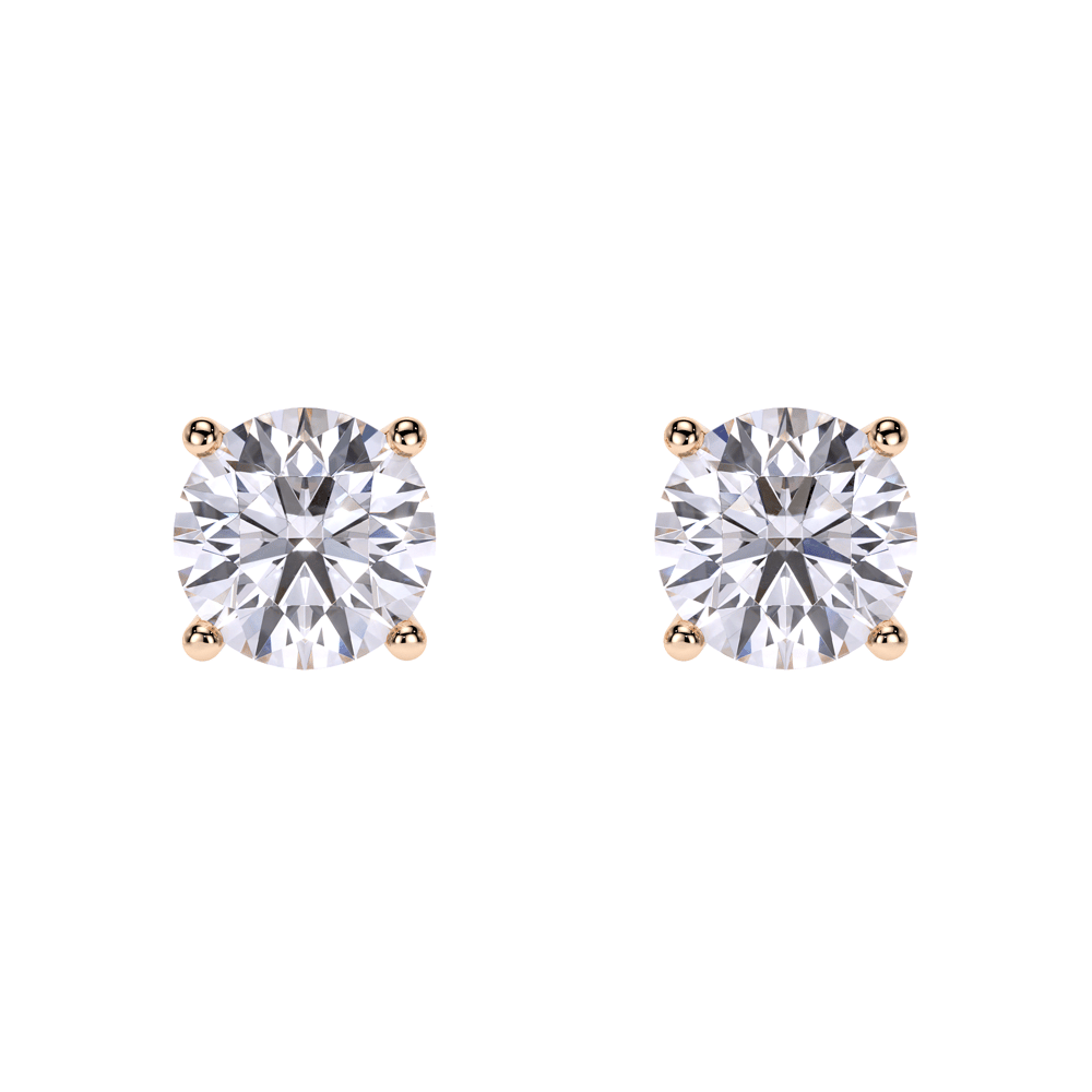 Cercei Studs, cu diamante de laborator de 4.00 CT, din aur roz 18 KT