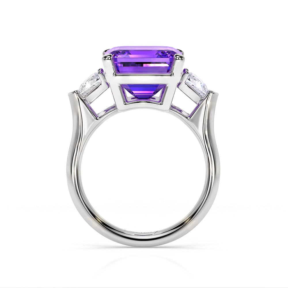 18 KT white gold Amethyst and Lab grown diamonds Trilogy La Grande Bellezza ring