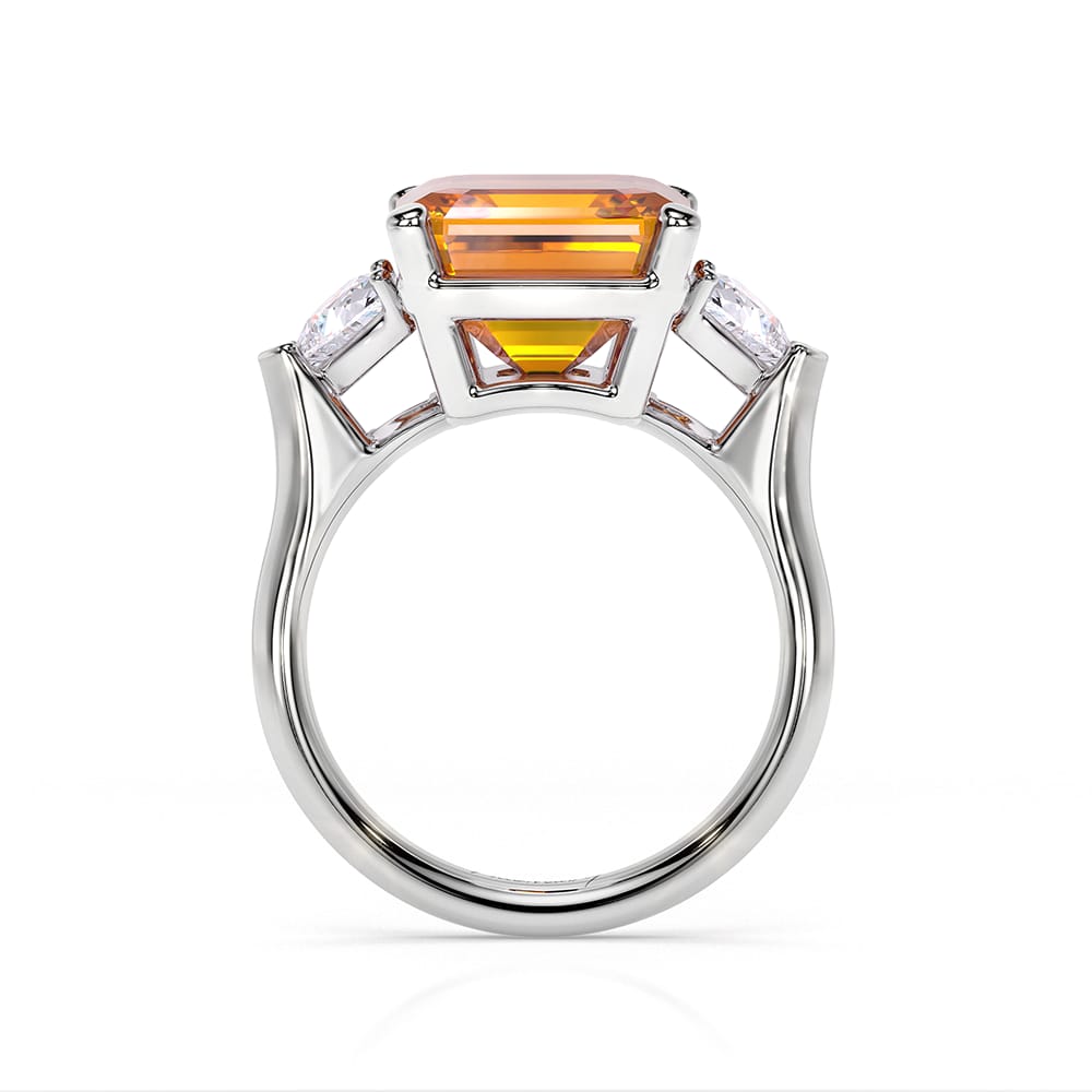 Inel din aur alb cu Citrin si Diamante de laborator, Trilogy La Grande Bellezza