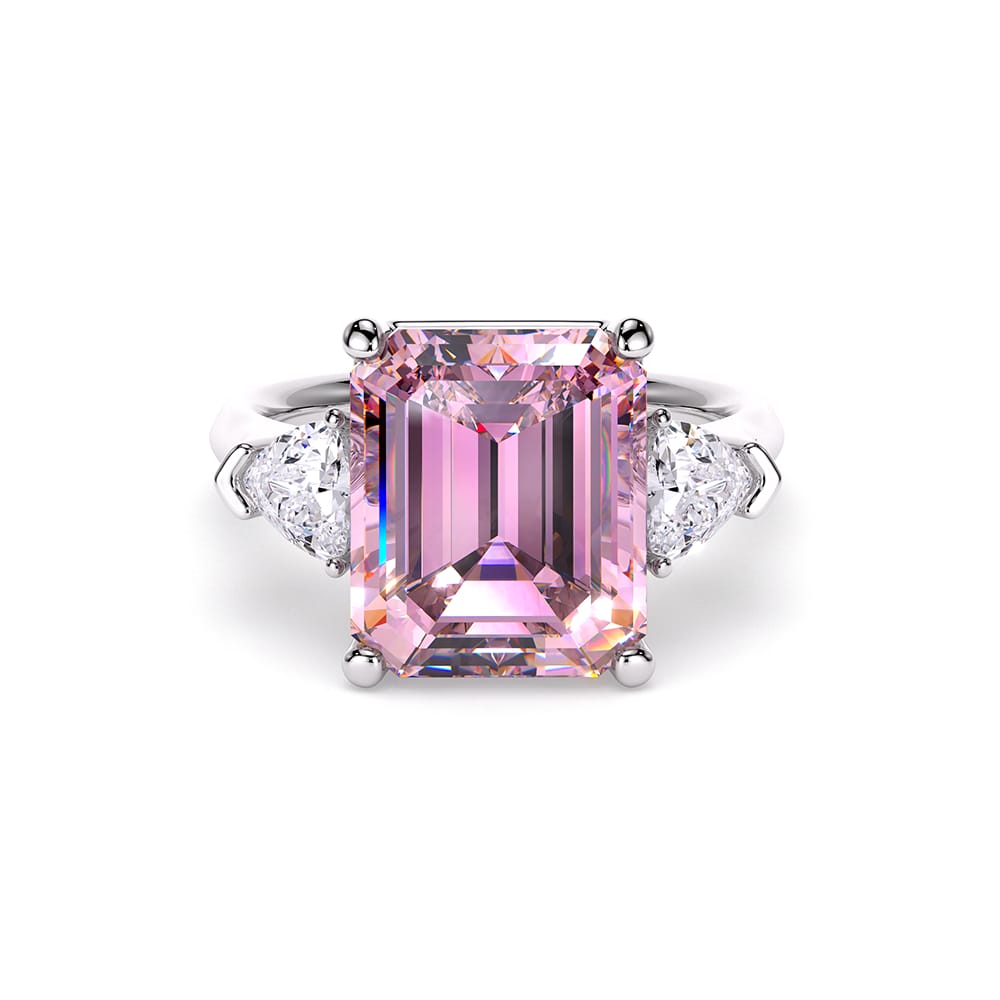 18 KT white gold Kunzite and Lab grown diamonds Trilogy La Grande Bellezza ring