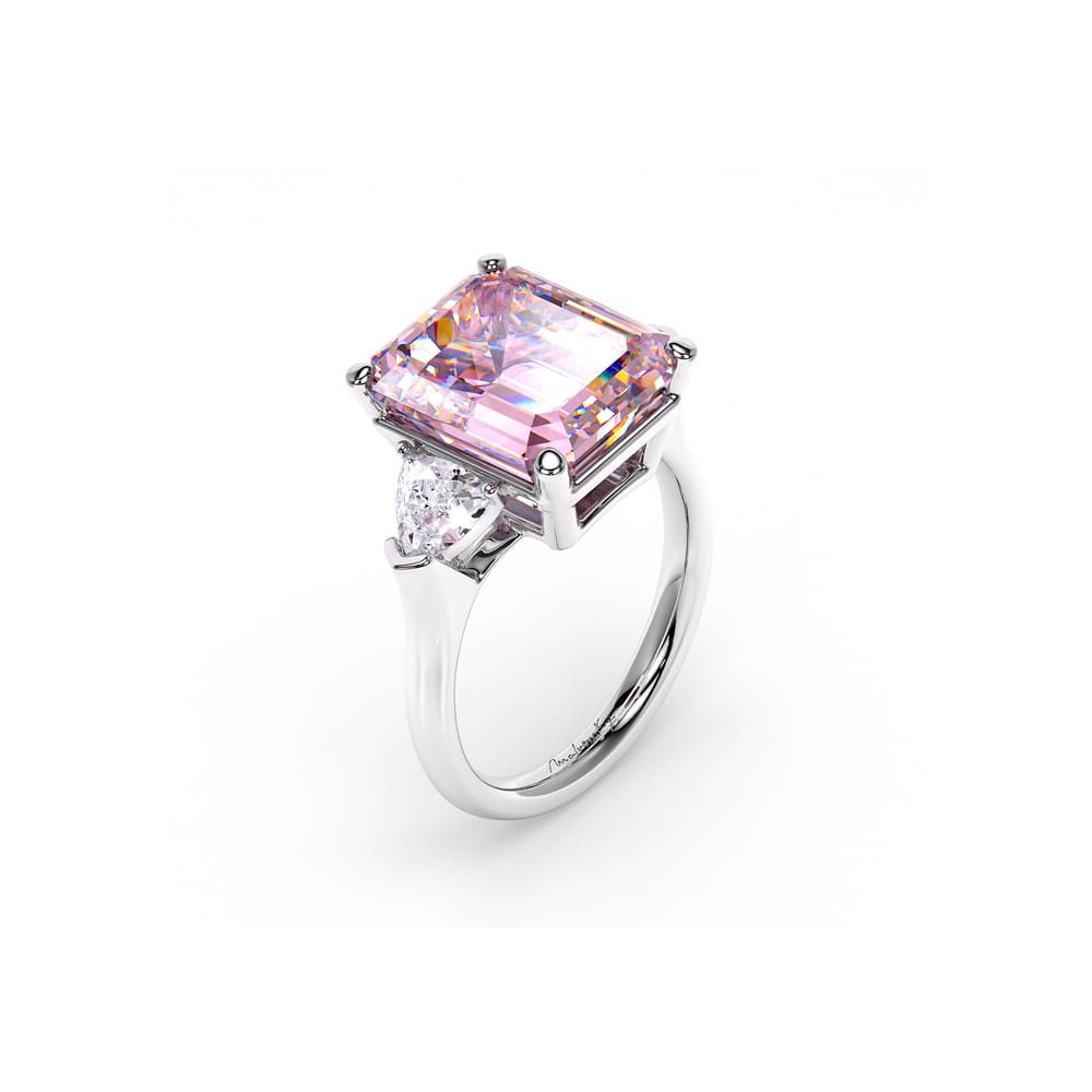 18 KT white gold Kunzite and Lab grown diamonds Trilogy La Grande Bellezza ring