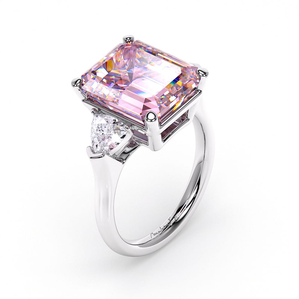 18 KT white gold Kunzite and Lab grown diamonds Trilogy La Grande Bellezza ring