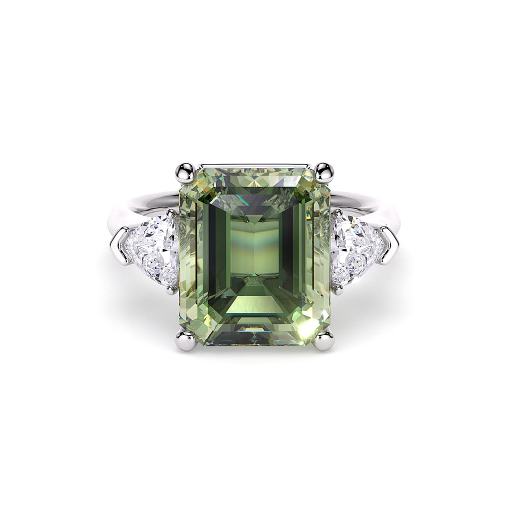 Inel din aur alb cu Praziolit si Diamante de laborator, Trilogy La Grande Bellezza