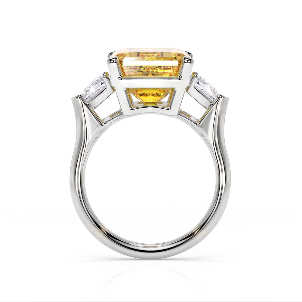 Inel din aur alb cu Diamant fancy yellow si Diamante de laborator, Trilogy La Grande Bellezza