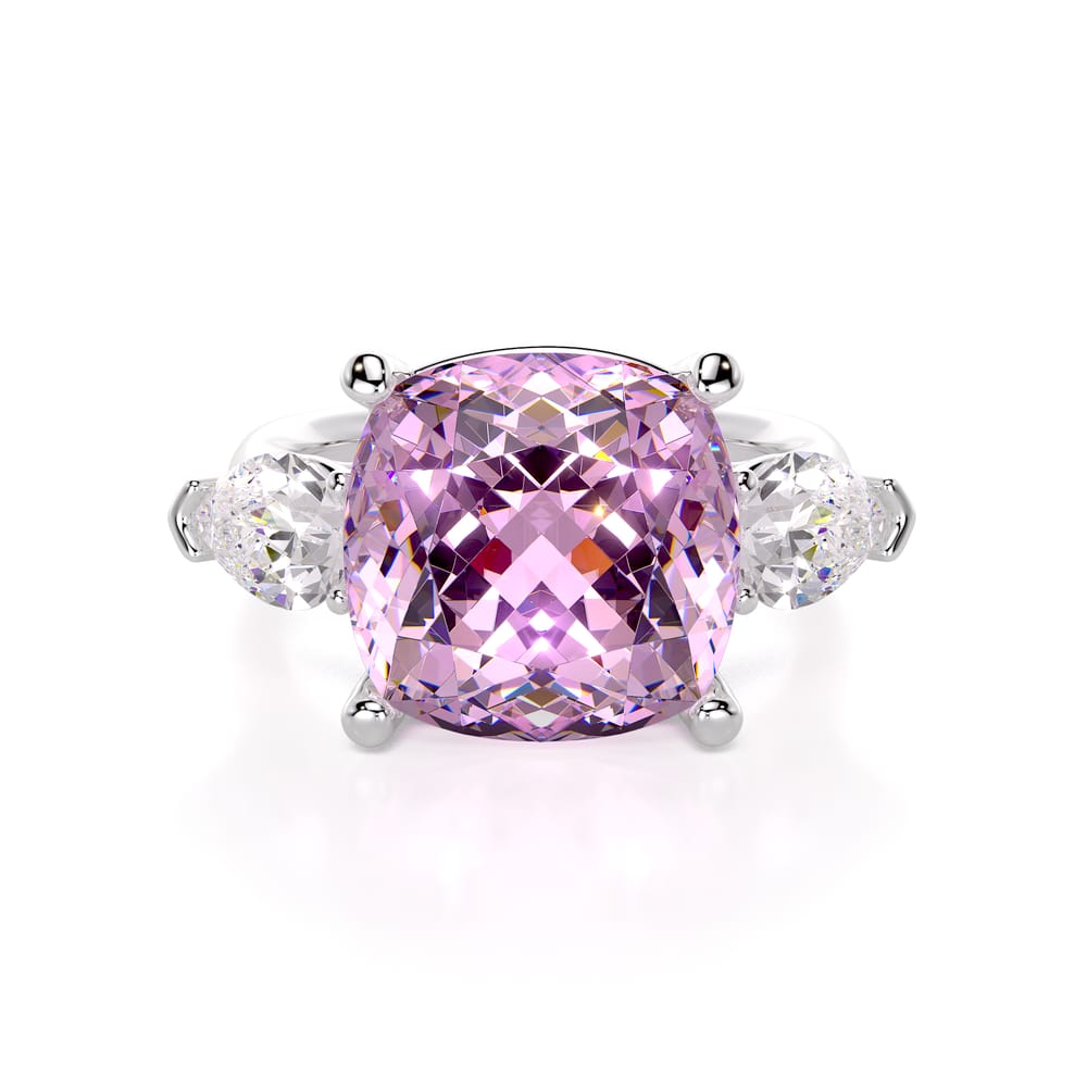 18 KT white gold Kunzite and Lab grown diamonds Roma La Grande Bellezza ring