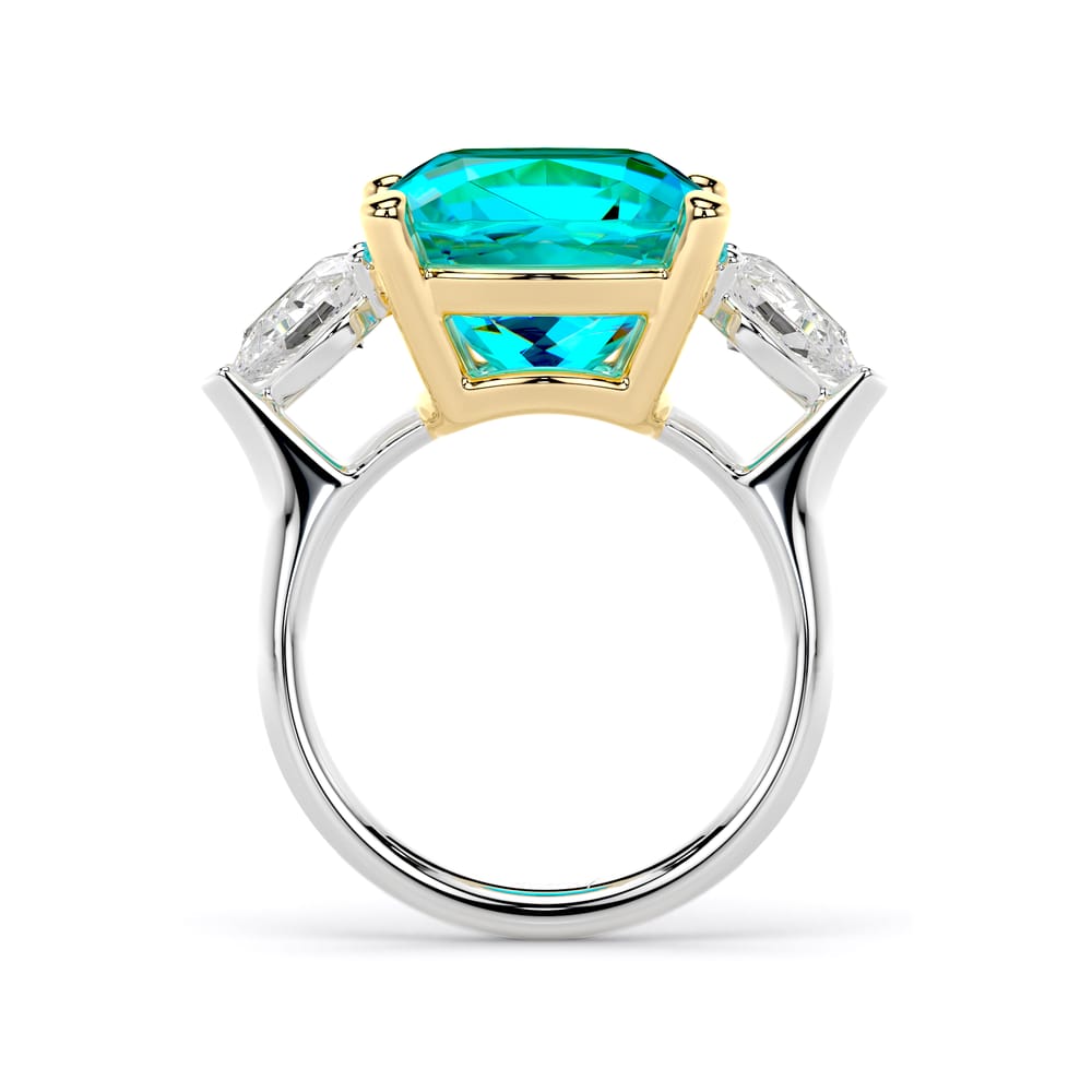 Inel din aur alb cu Topaz Albastru Deschis si Diamante de laborator, Capri La Grande Bellezza