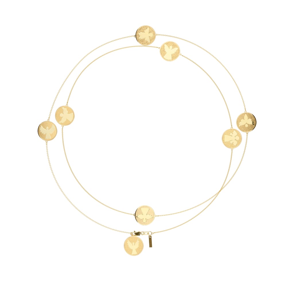 14 KT yellow gold 8 Archangels chain necklace