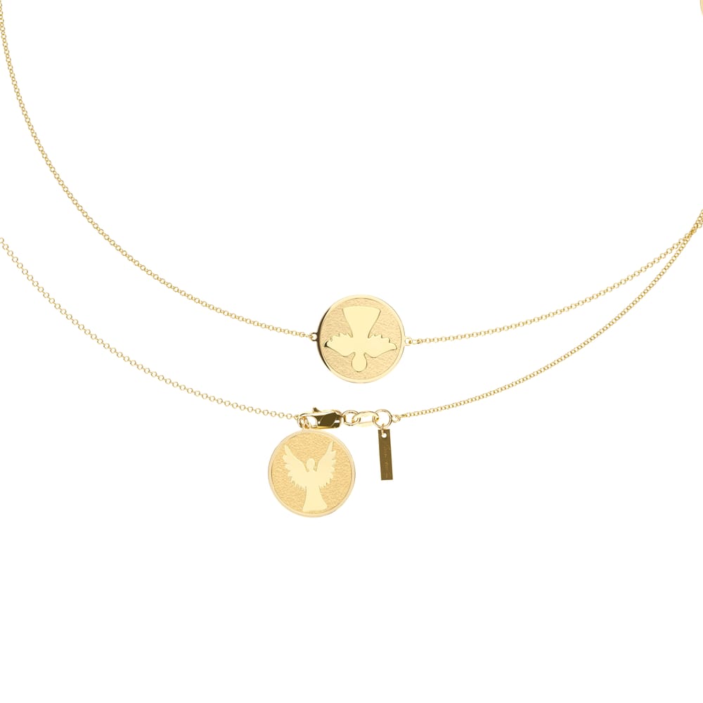 14 KT yellow gold 8 Archangels chain necklace