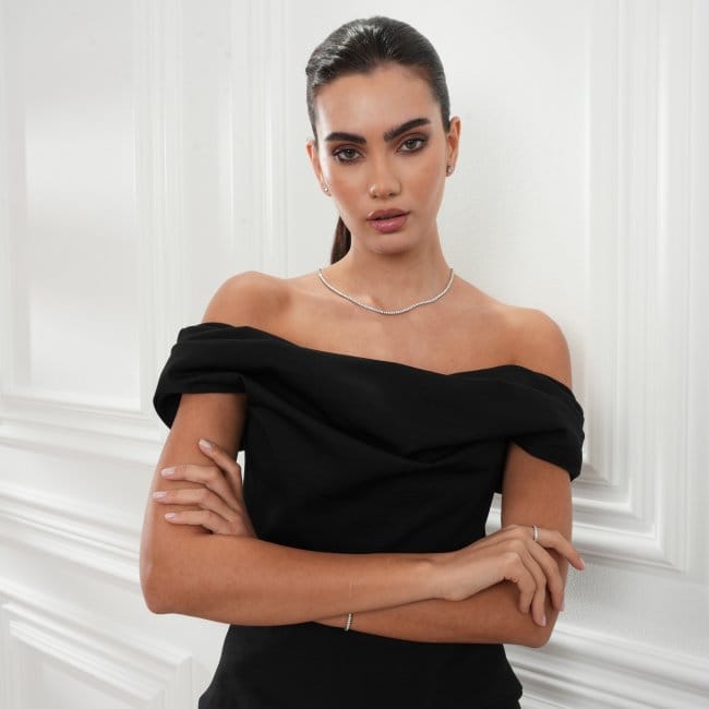 Colier Tennis, cu diamante de laborator 25.12 CT, din aur alb 18 KT