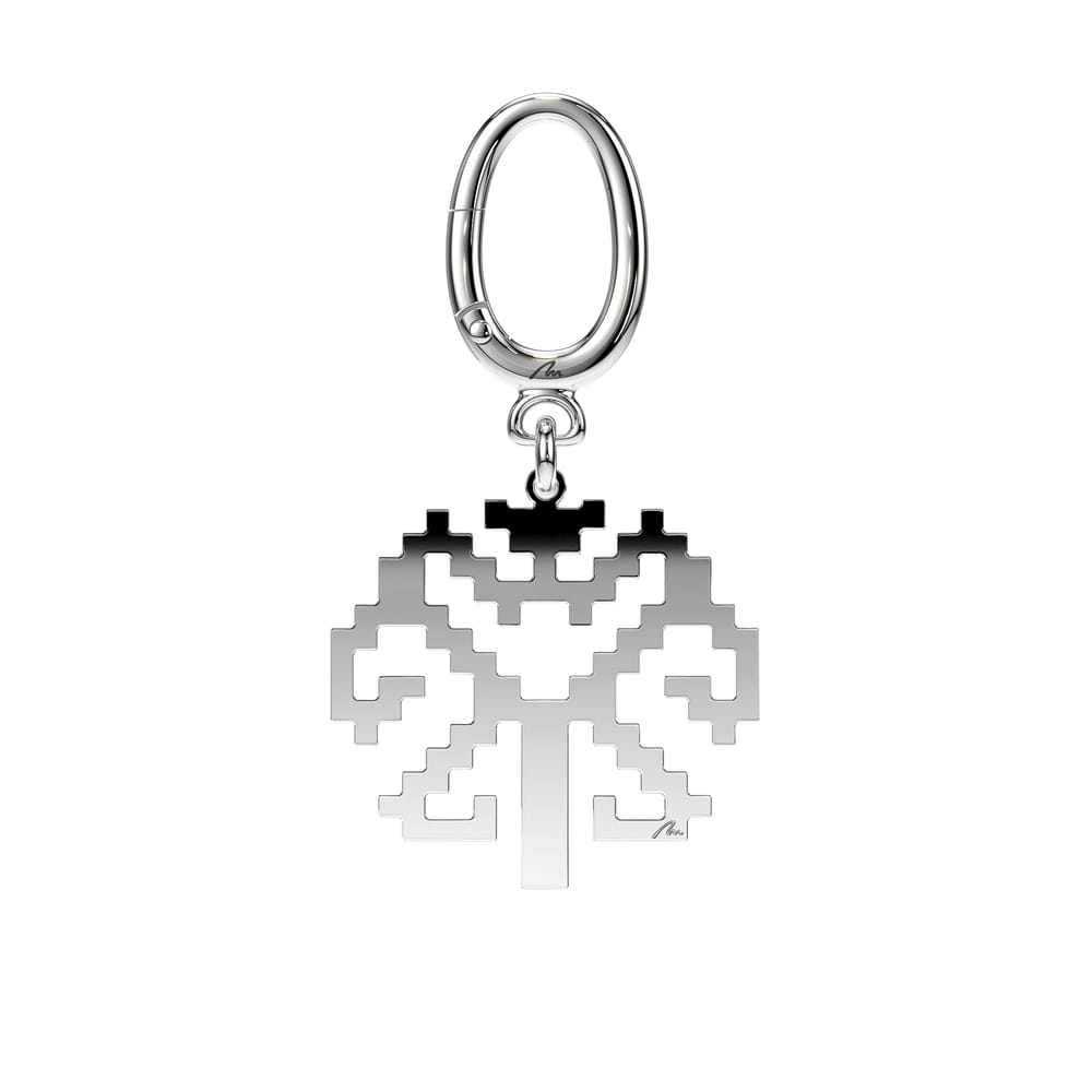 Palladium plated brass Traditional Tree keychain