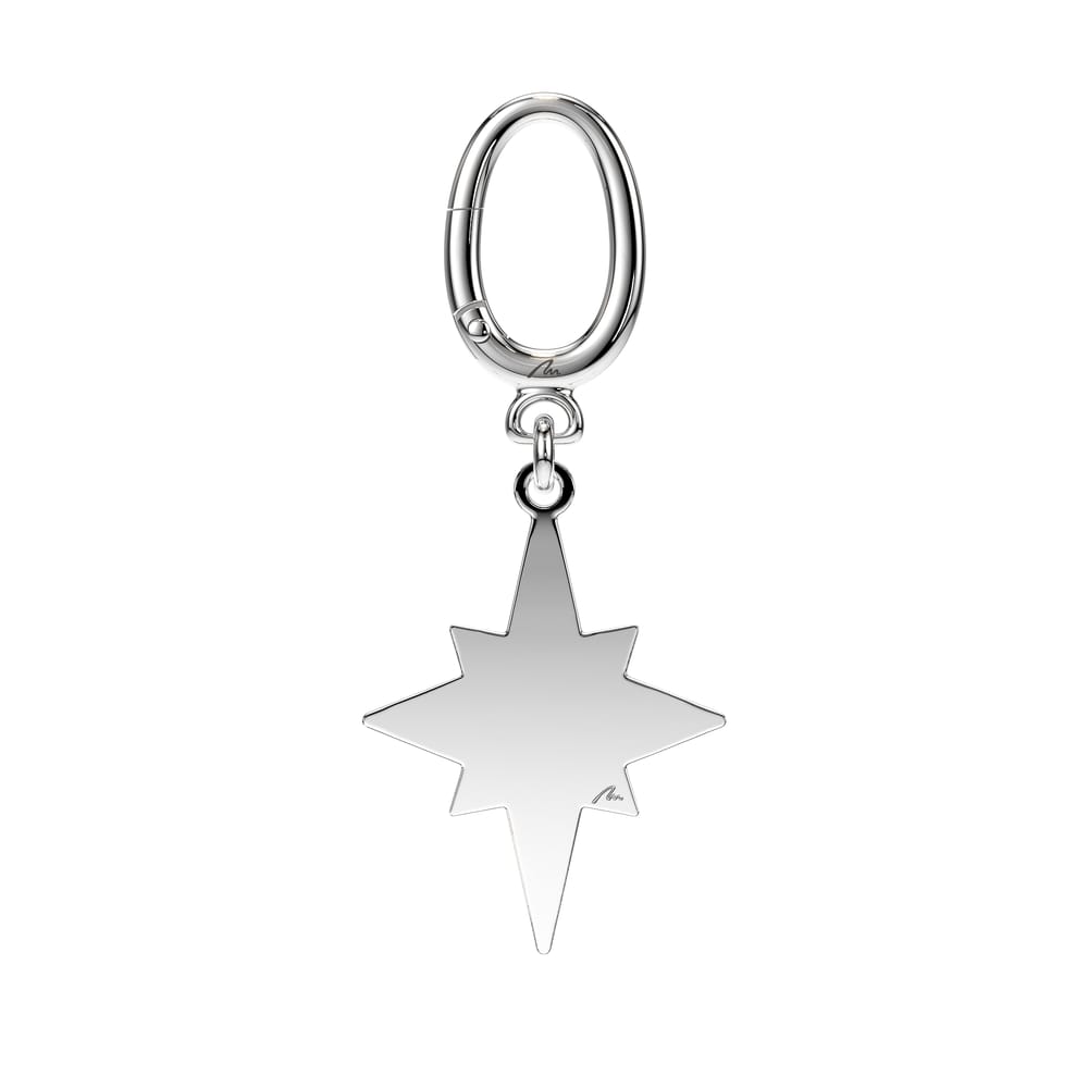 Palladium plated brass Northern Star keychain