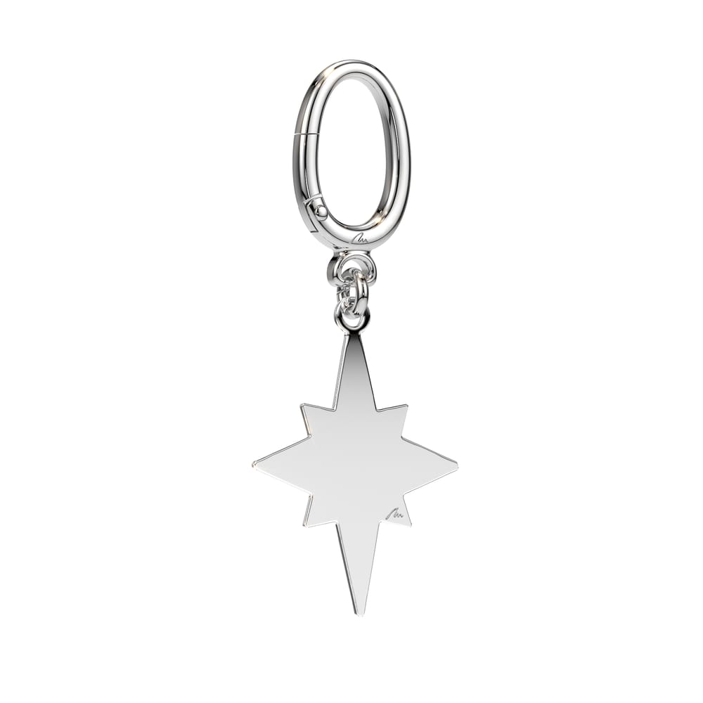 Palladium plated brass Northern Star keychain