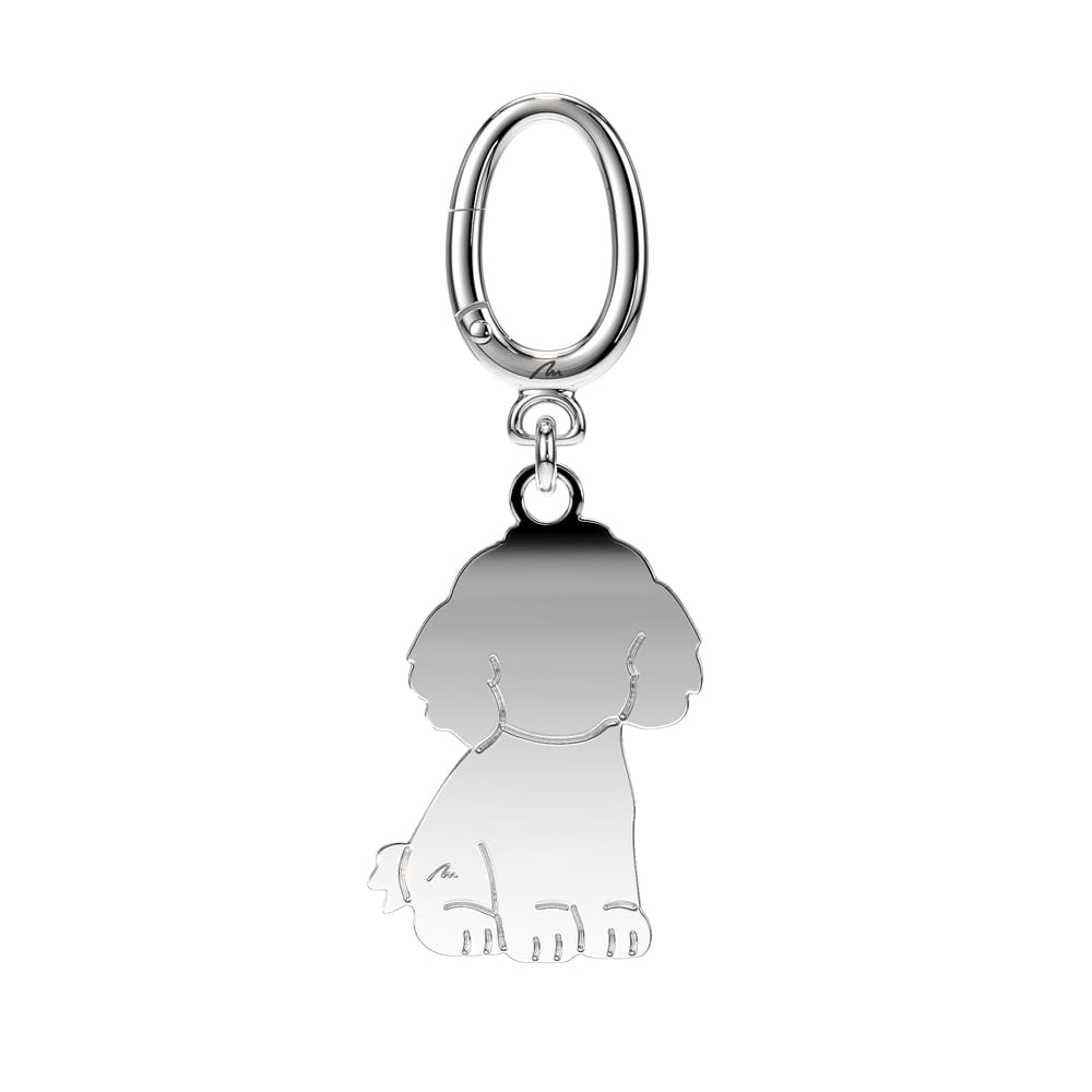 Palladium plated brass Puppy keychain