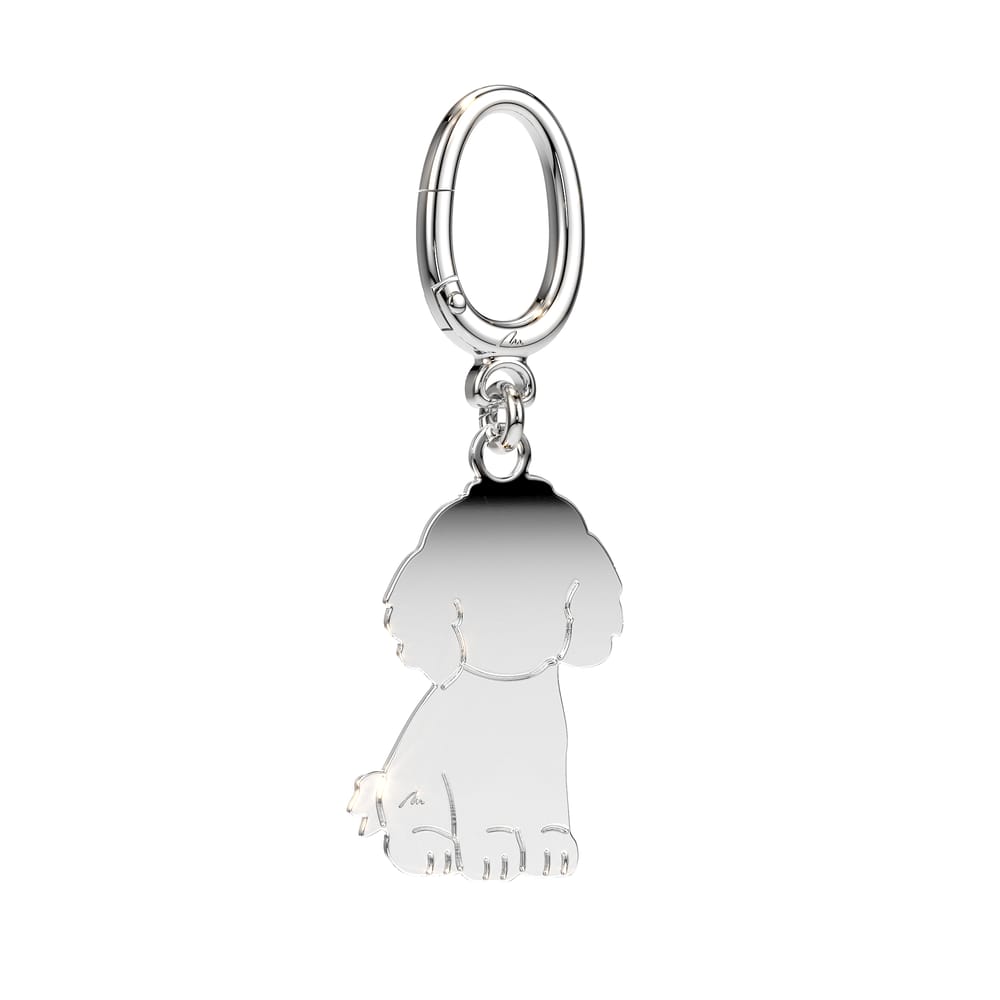 Palladium plated brass Puppy keychain