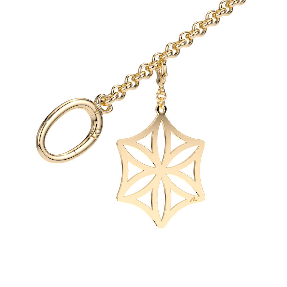 Yellow gold plated brass Rosette bag charm