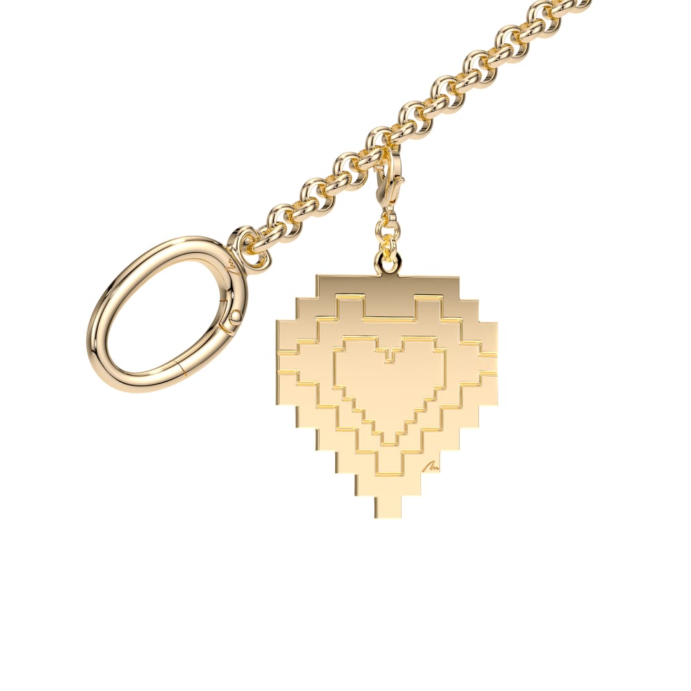 Yellow gold plated brass Traditional Heart bag charm