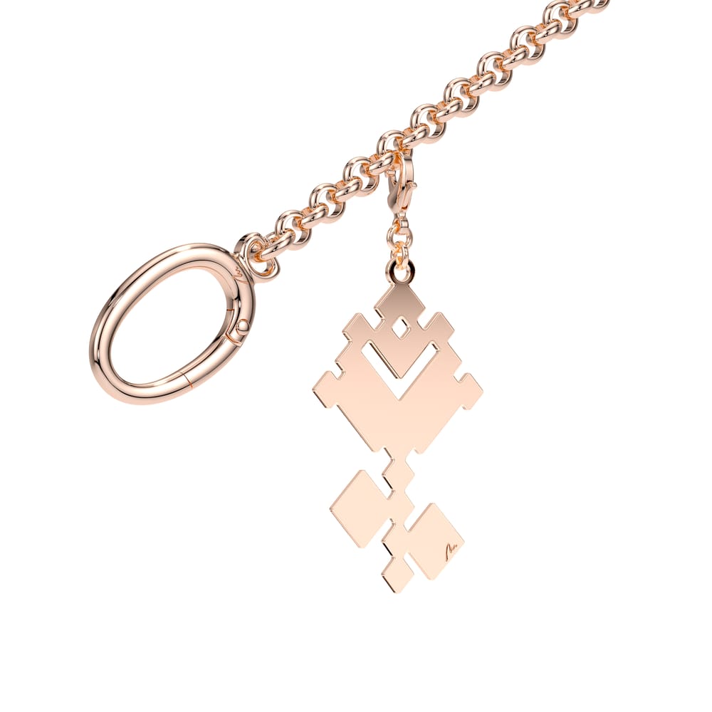 Charm pentru geanta Trandafir Traditional, din alama placata cu aur roz