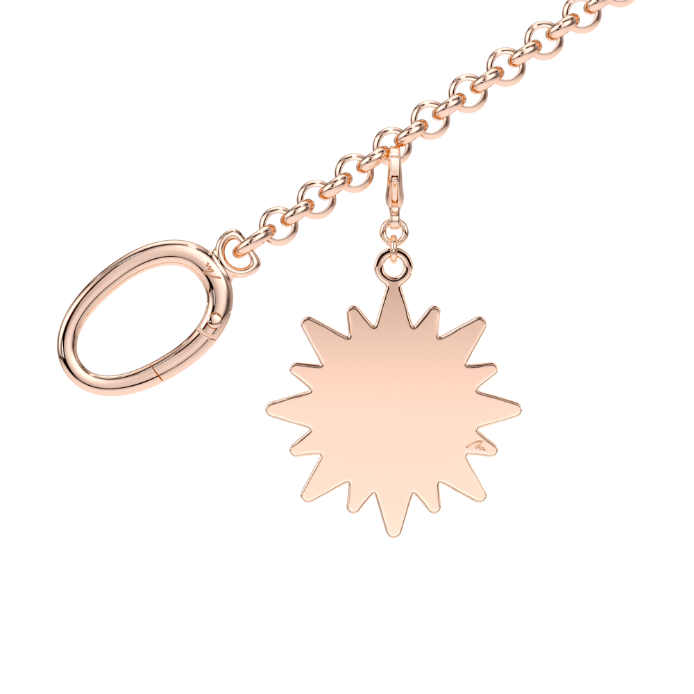 Rose gold plated brass Sun bag charm