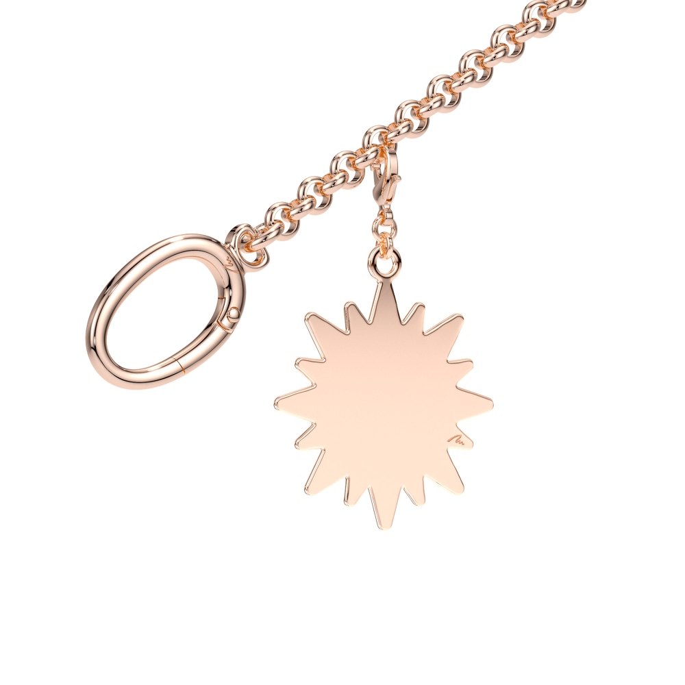 Rose gold plated brass Sun bag charm