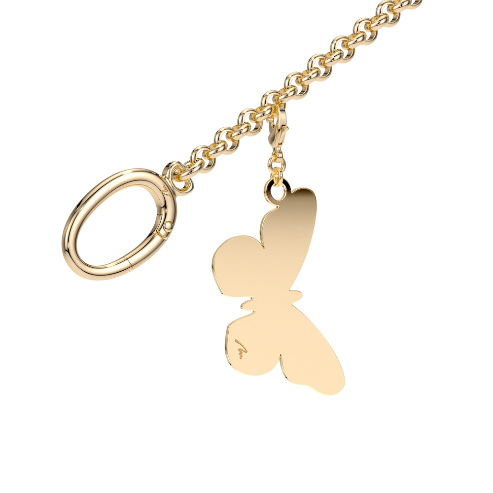 Charm pentru geanta Fluturas, din alama placata cu aur galben