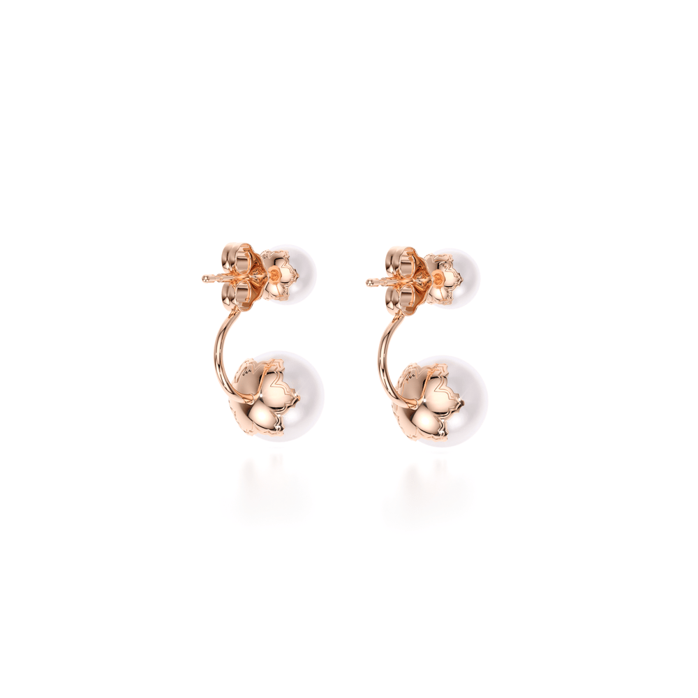 14 KT rose gold 2 Pearls earrings