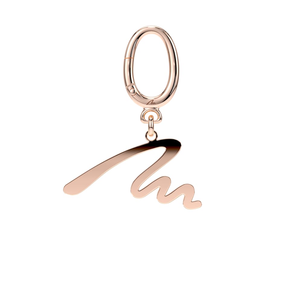 Rose gold plated brass M keychain