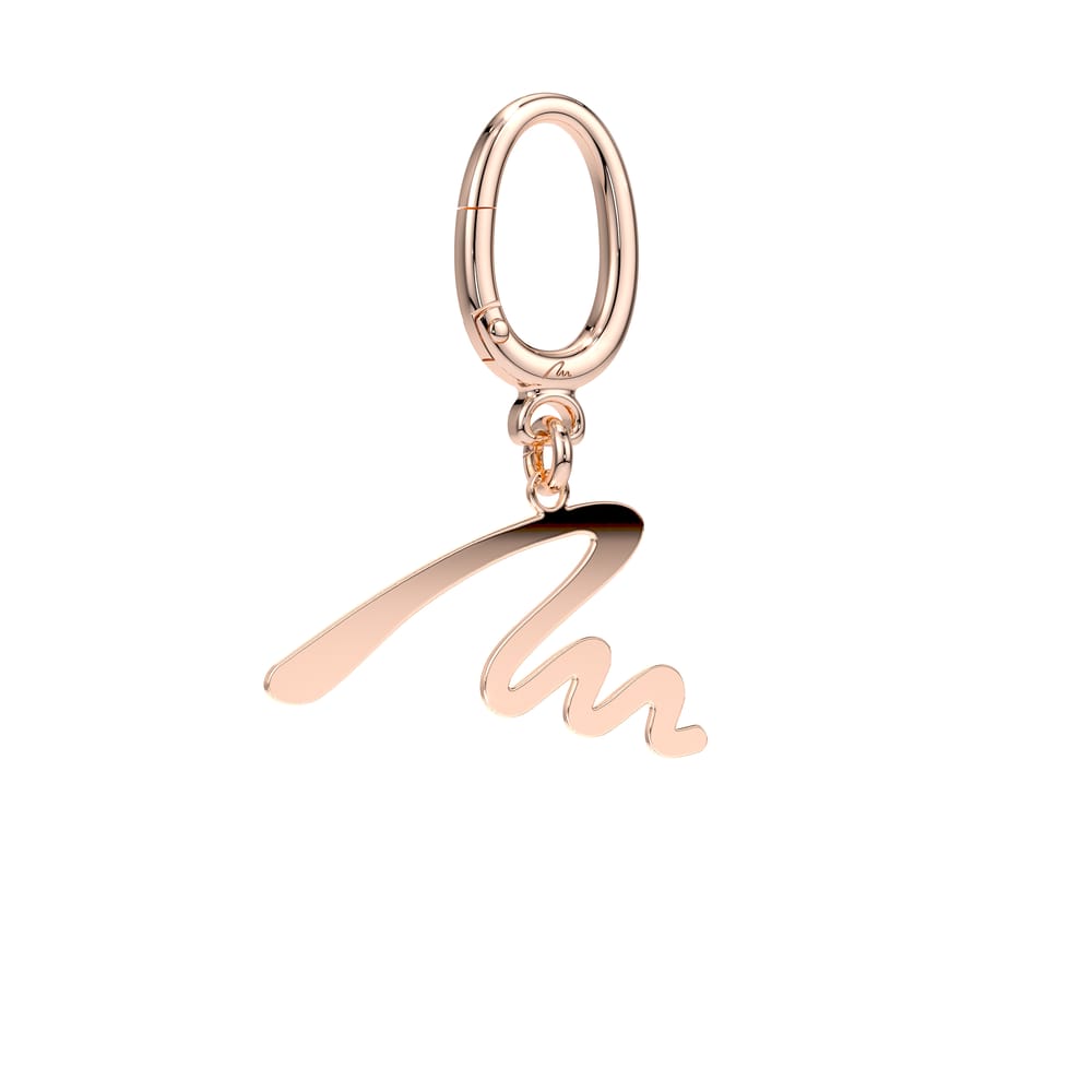 Rose gold plated brass M keychain