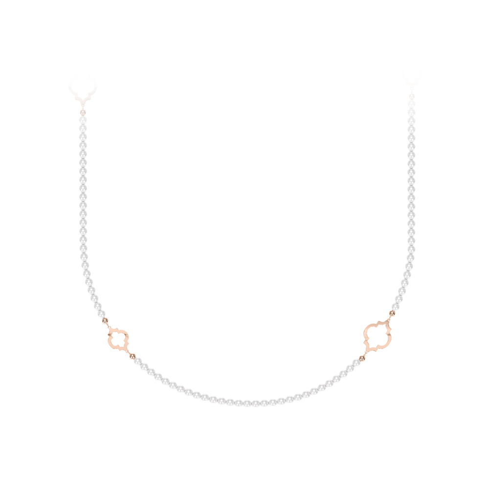 Colier cu perle de 6 mm, din aur roz 14 KT, Amina