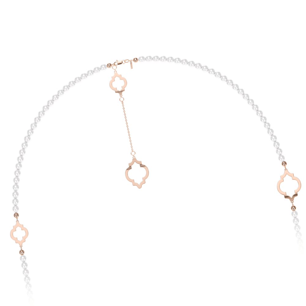 Colier cu perle de 6 mm, din aur roz 14 KT, Amina