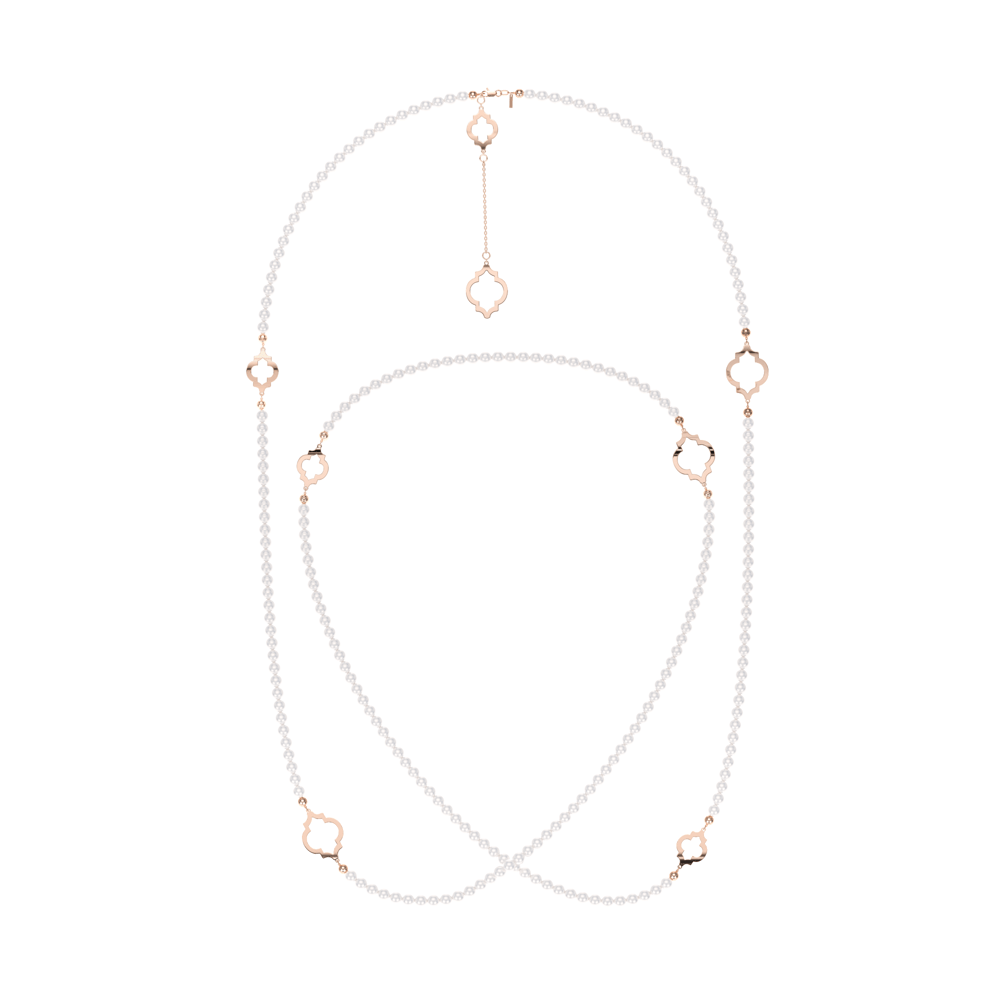 Colier cu perle de 6 mm, din aur roz 14 KT, Amina