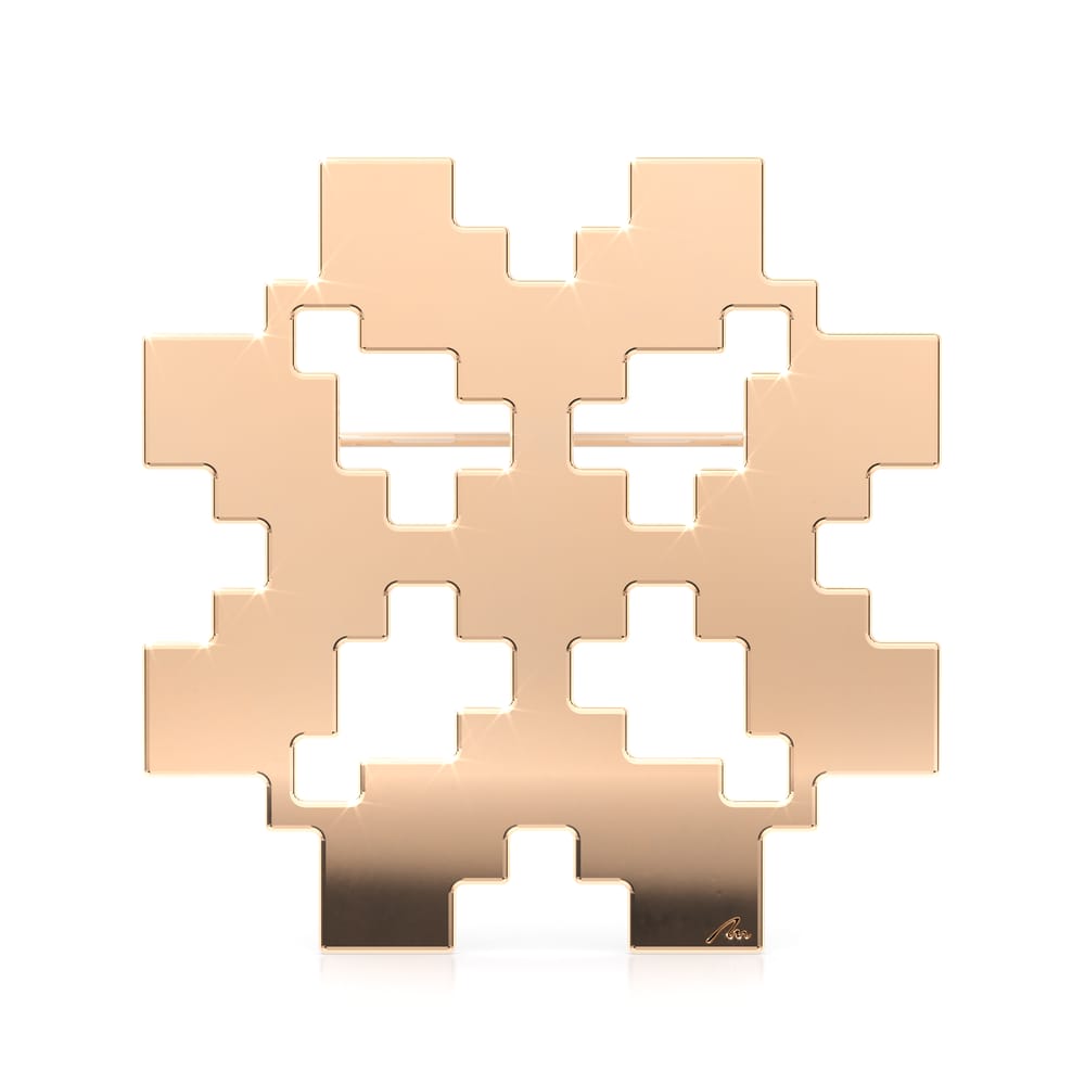 Rose gold plated brass Traditional Clover Martisor brooch