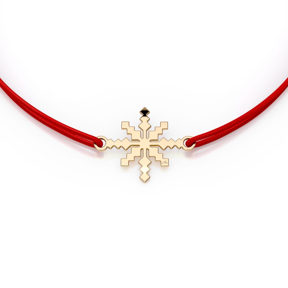Martisor bratara pe snur Raza de soare, din aur galben 14 KT