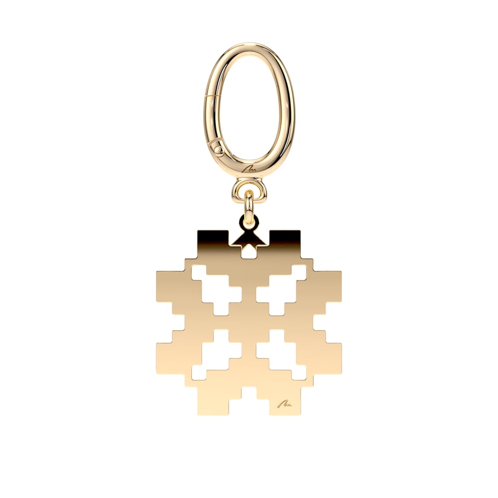 Martisor breloc Trifoi Traditional, din alama placata cu aur galben