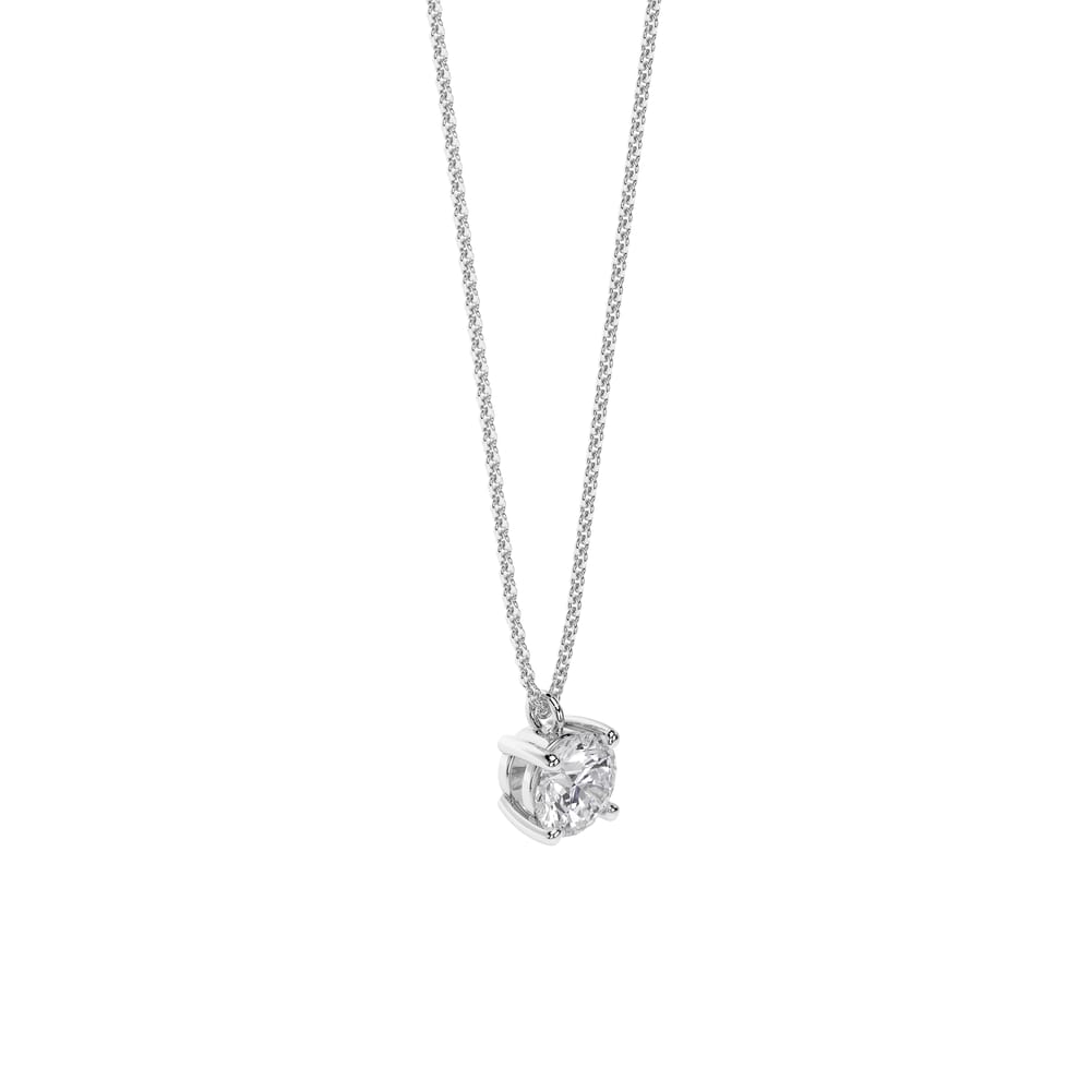 Lantisor Solitaire, cu diamant de laborator 1.02 CT, din aur alb 14 KT