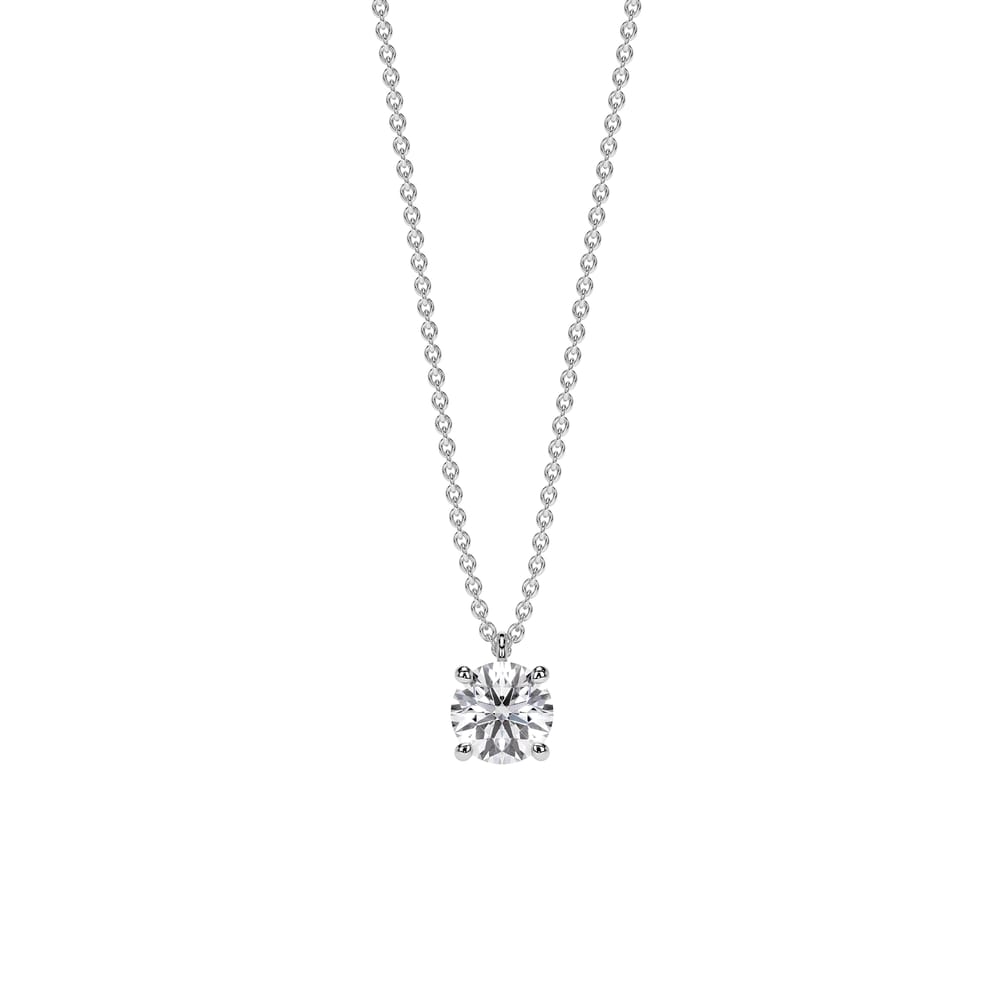 Lantisor Solitaire, cu diamant de laborator 1.02 CT, din aur alb 14 KT