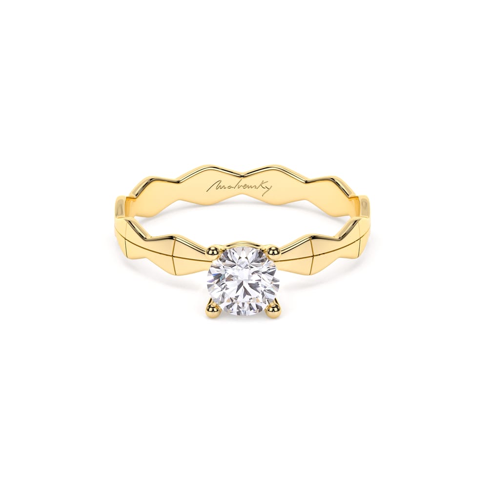 14 KT Yellow Gold Infinity Engagement Ring Round Cut 0.50 CT LGD