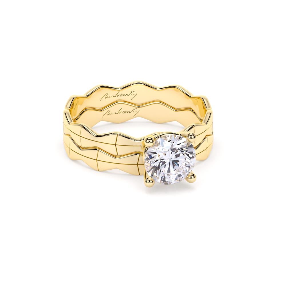 14 KT Yellow Gold Infinity Engagement Ring Round Cut 1.00 CT LGD