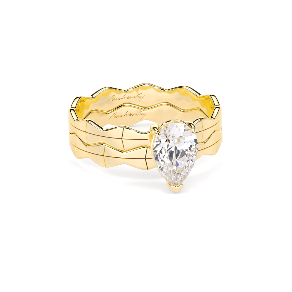 14 KT Yellow Gold Infinity Engagement Ring Pear Cut 1.00 CT LGD