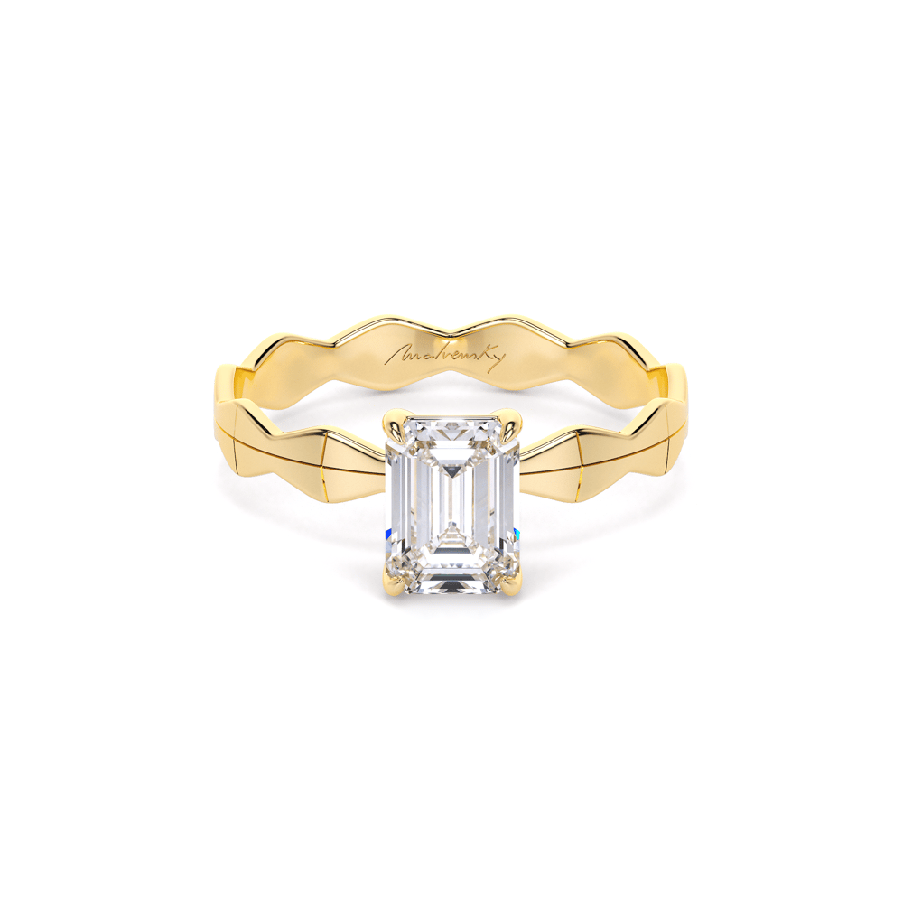 14 KT Yellow Gold Infinity Engagement Ring Emerald Cut 1.00 CT LGD