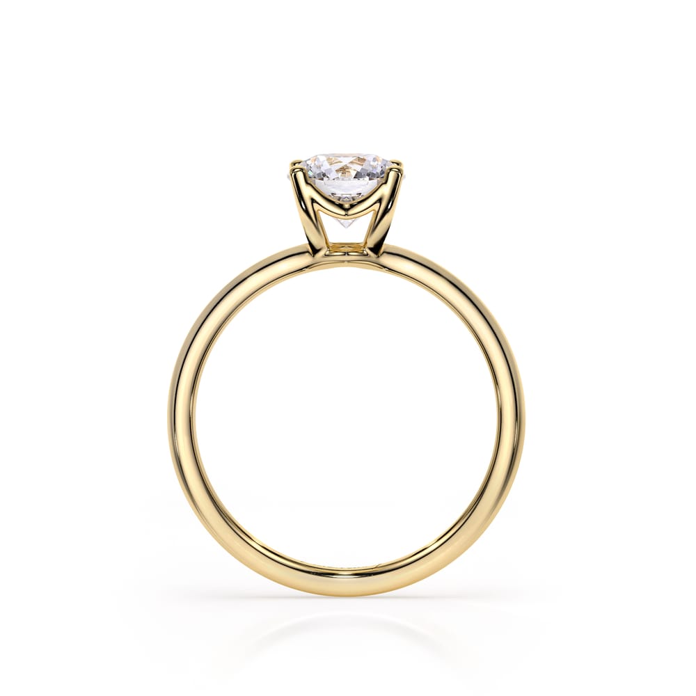 18 KT Yellow Gold Iconic M Engagement Ring Round Cut LGD 1.00 CT